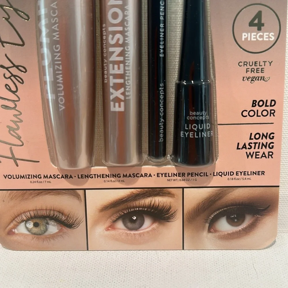 Ellen Tracy Eye Makeup Collection with 2 Mascaras, Eyeliner and Eyeliner Pencil.